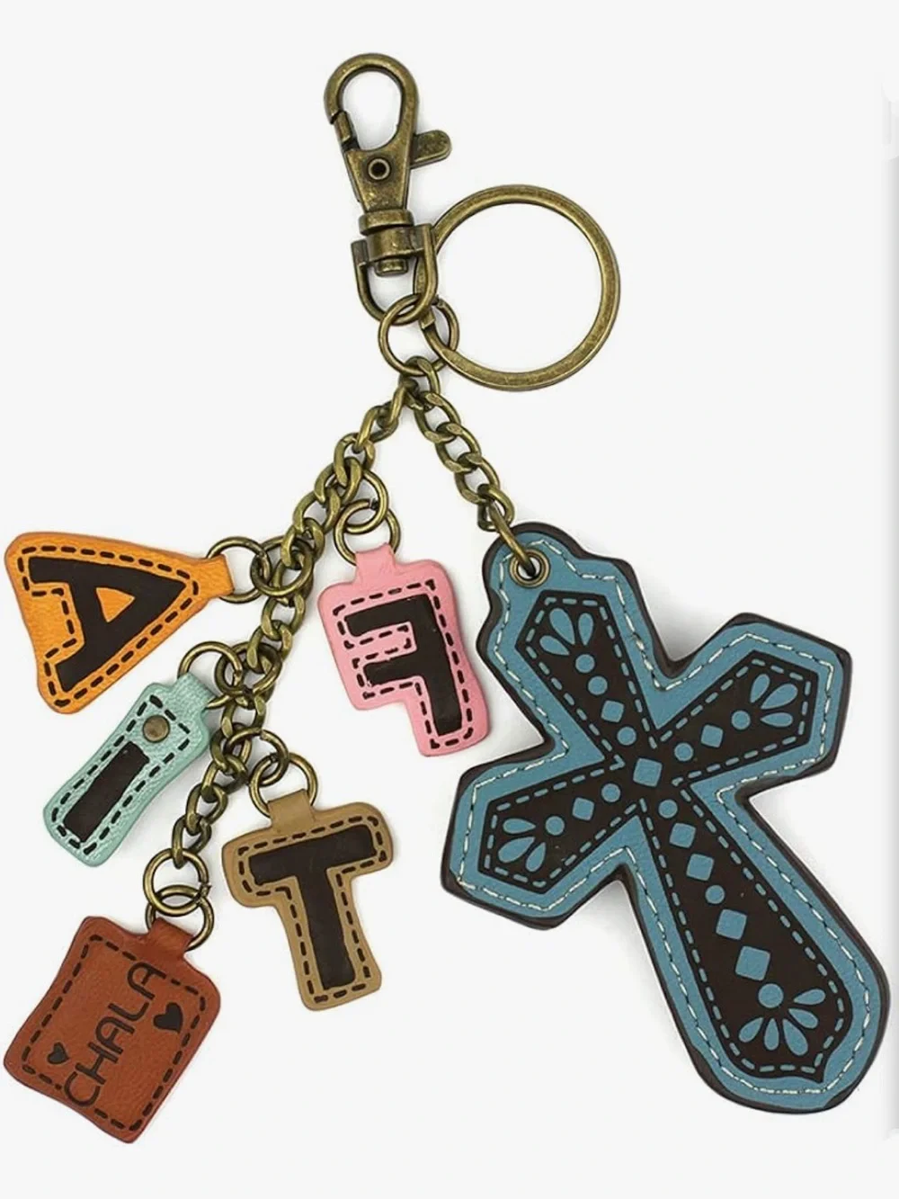 Chala Cross + Faith Appliqué Key Fob Bag Charm NWT